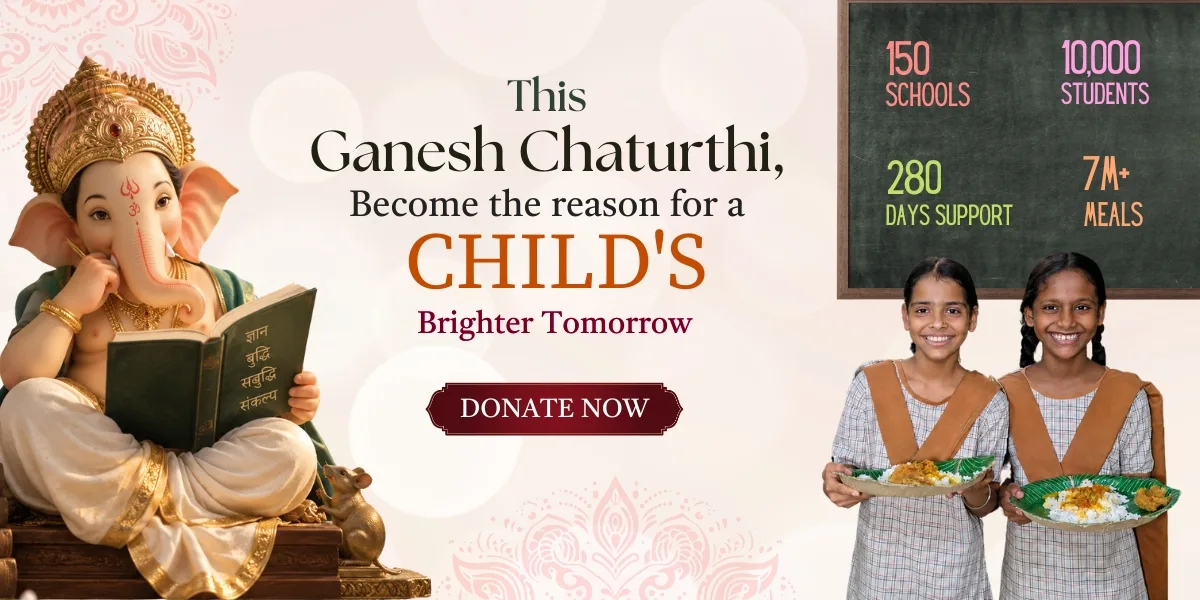 Ganesh Chaturthi Annadaan serving food to school children